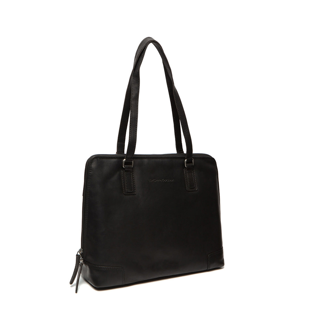 Black Leather Shoulder Bag Flint, front view