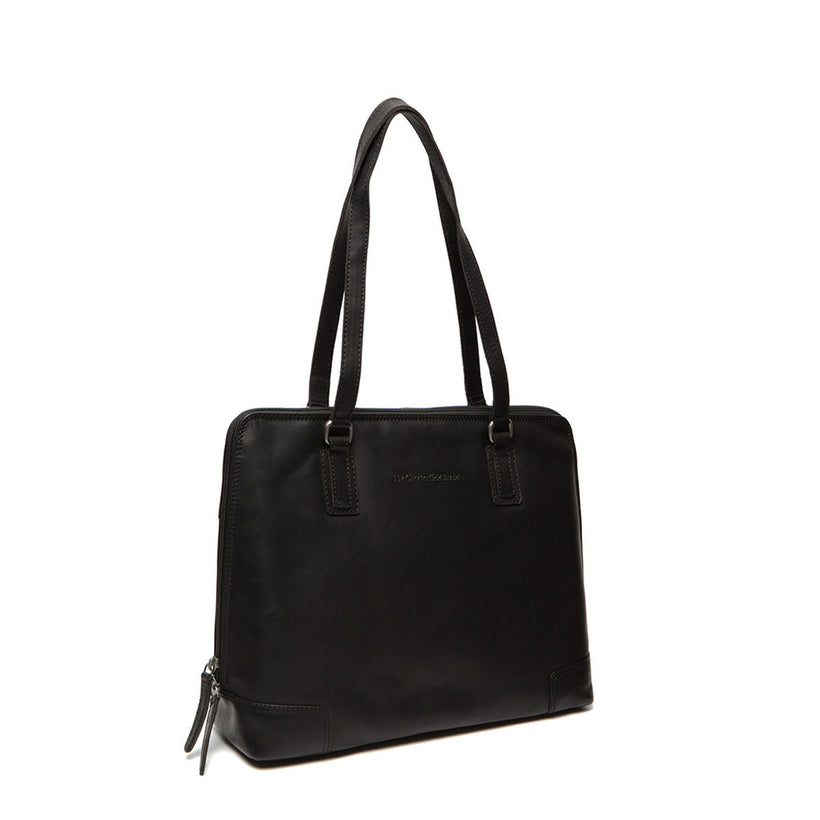 Black Leather Shoulder Bag Flint, front view