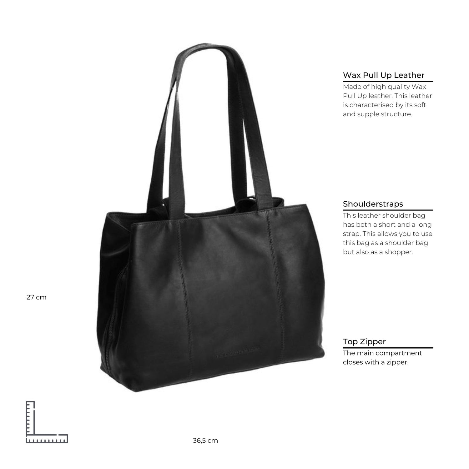 Black Leather Shoulder Bag Gail, detail view 6