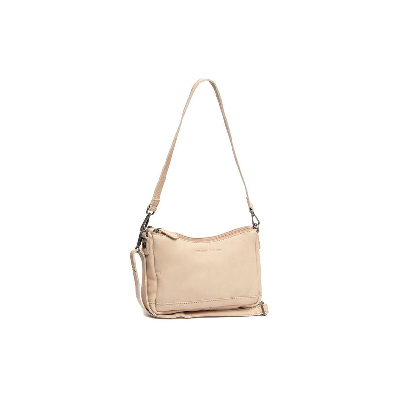 Beige Leather Shoulder Bag Irving, front view