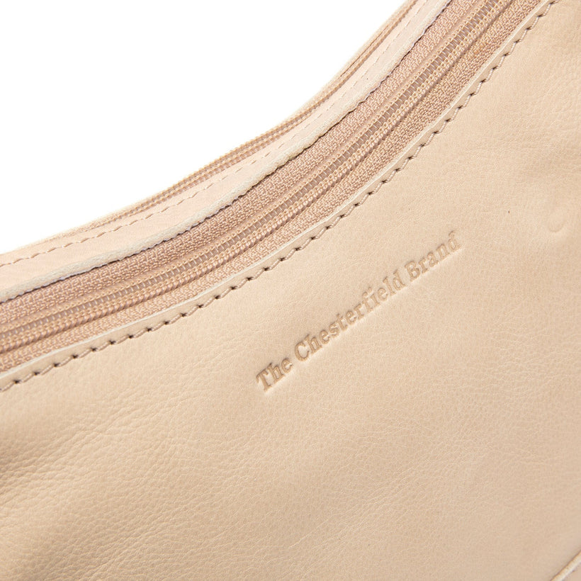 Beige Leather Shoulder Bag Irving, front view