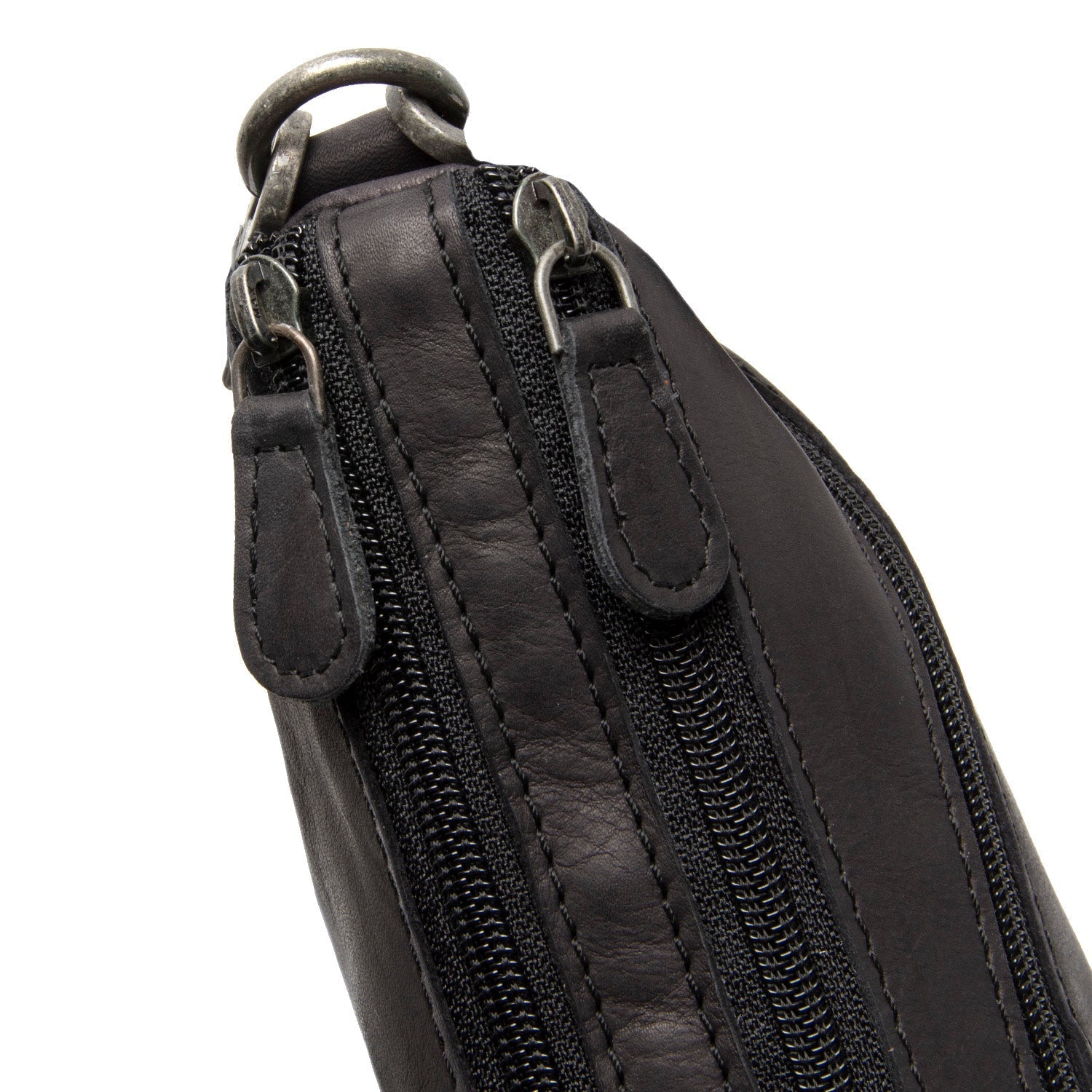 Black Leather Shoulder Bag Irving, detail view 3