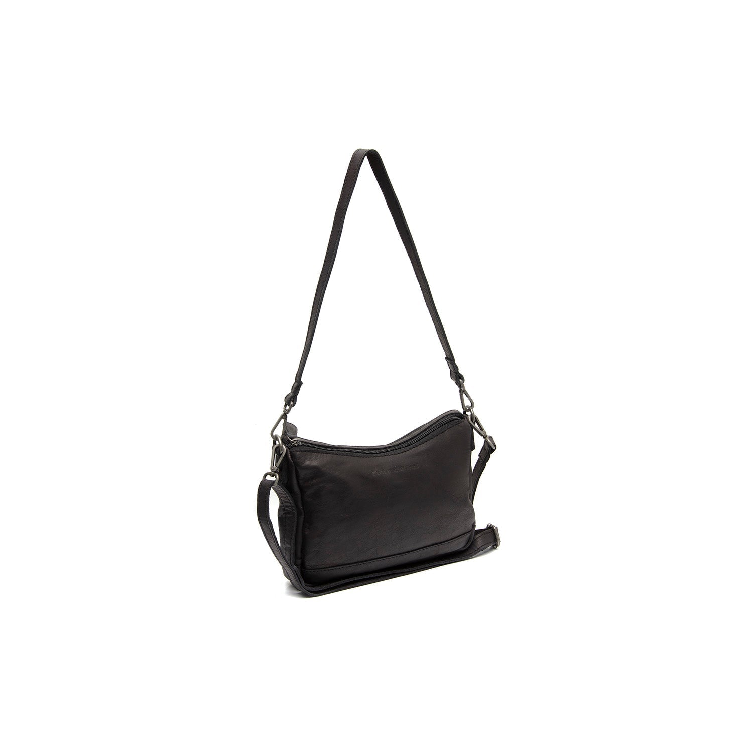 Black Leather Shoulder Bag Irving, front view