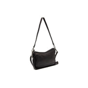 Black Leather Shoulder Bag Irving, front view