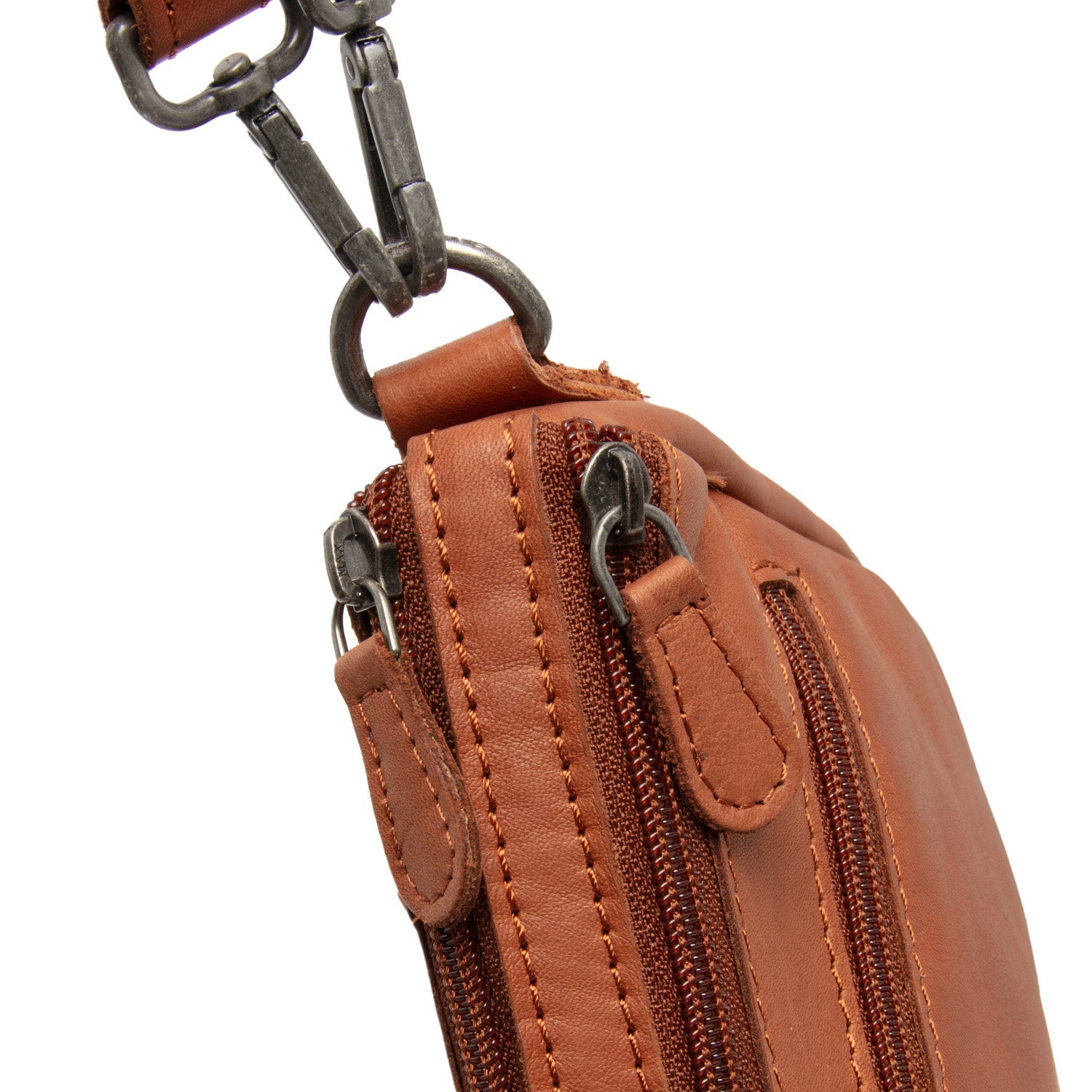 Cognac Leather Shoulder Bag Irving, detail view 3