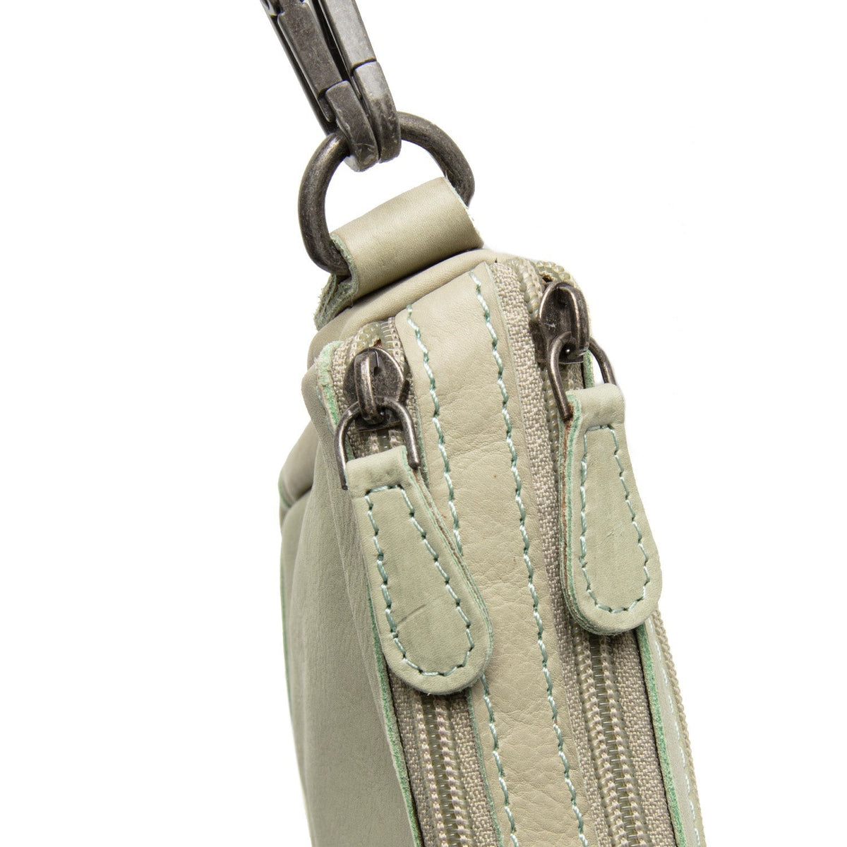 Ocean Green Leather Shoulder Bag Irving, detail view 3