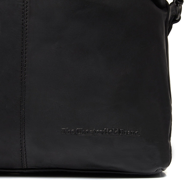 Black Leather Shoulder Bag Jen, front view