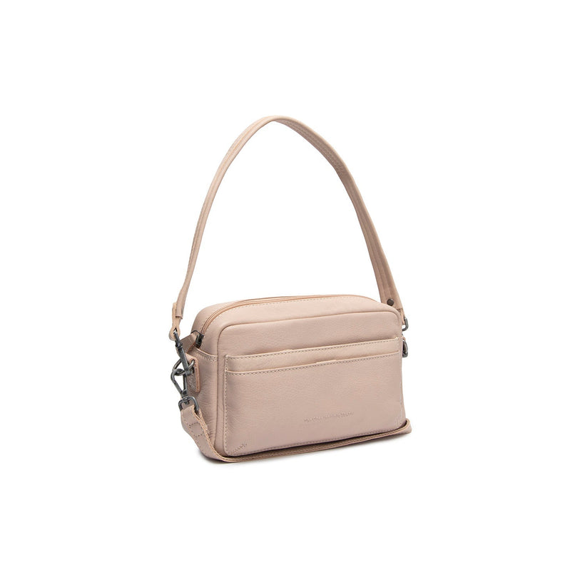 Beige Leather Shoulder Bag Liora, front view