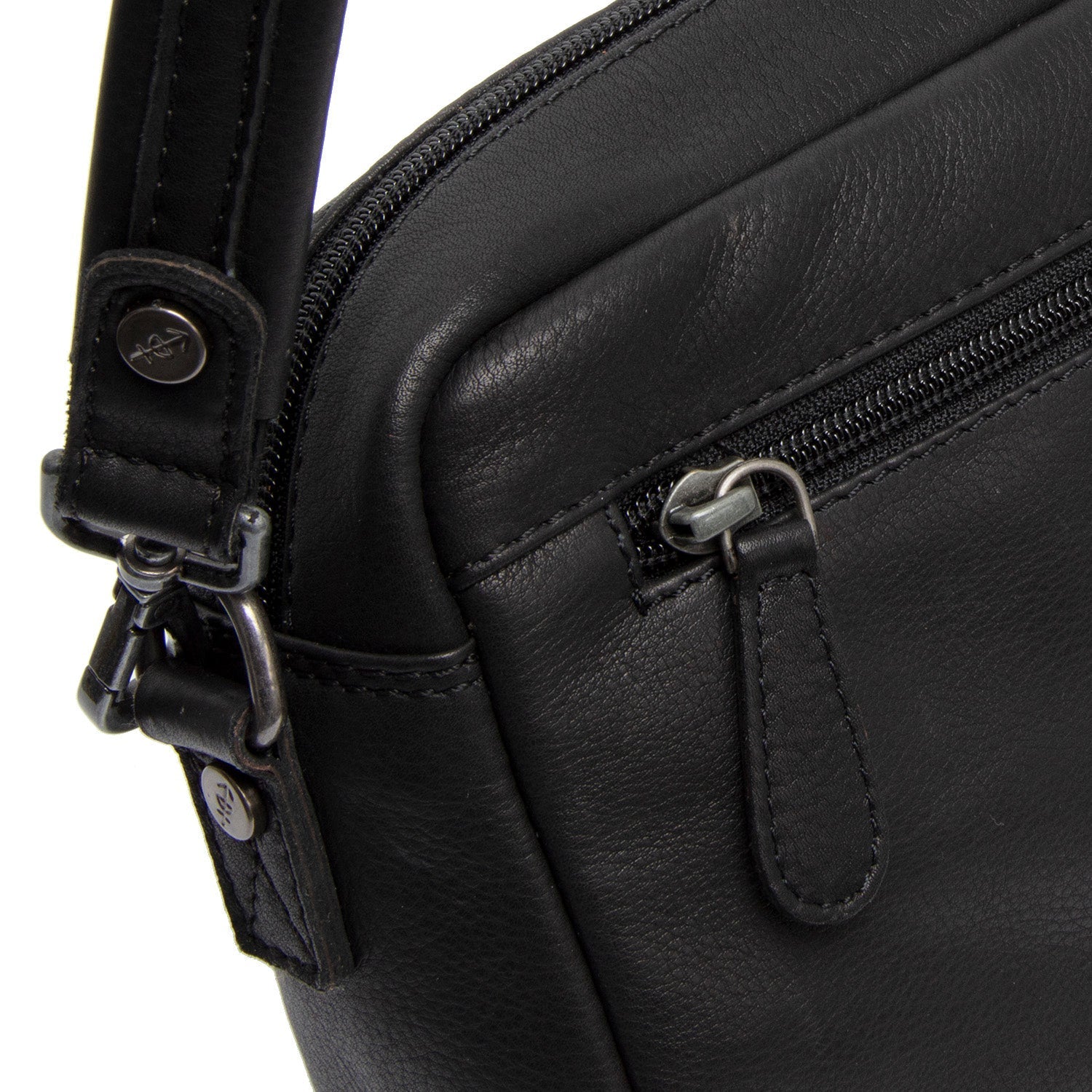 Black Leather Shoulder Bag Liora, detail view 3