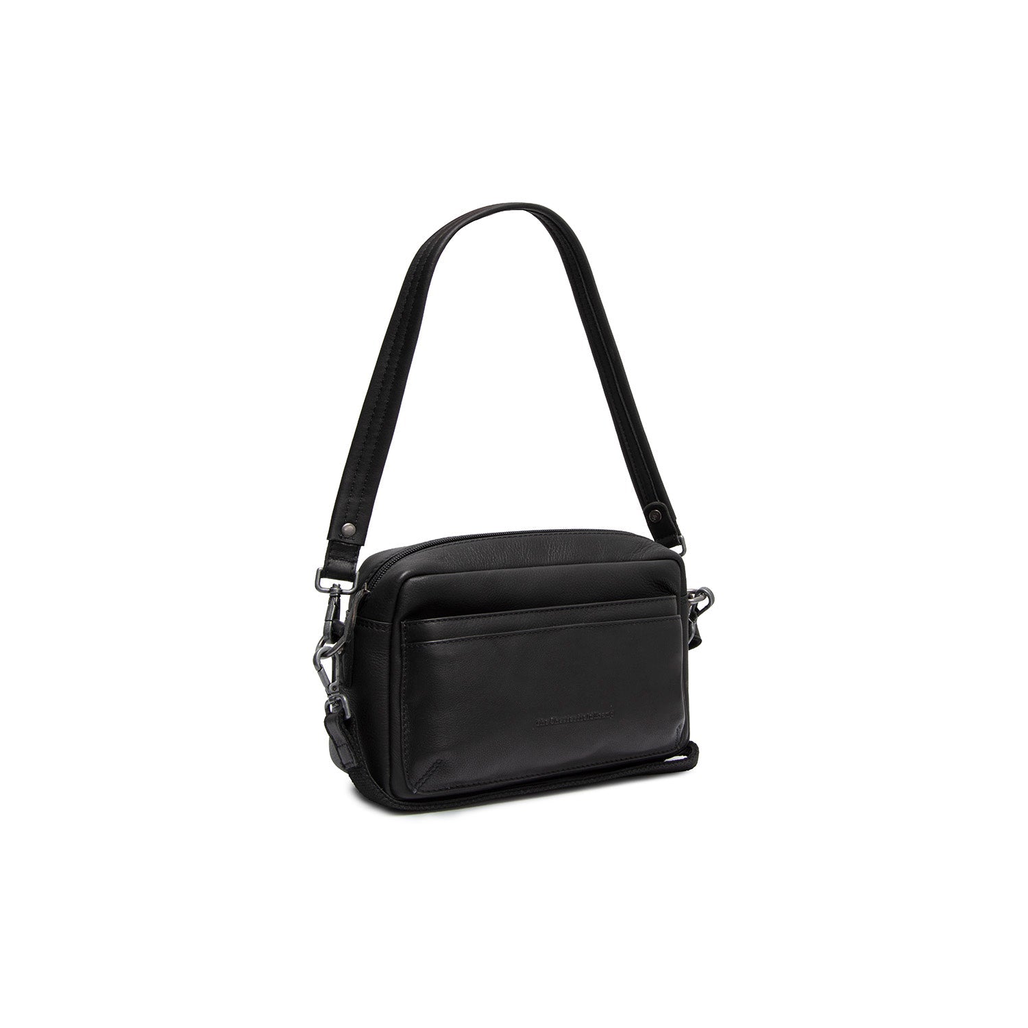 Black Leather Shoulder Bag Liora, front view