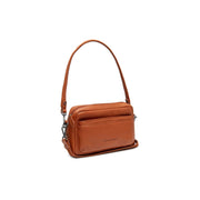 Cognac Leather Shoulder Bag Liora, front view