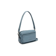 Sky Blue Leather Shoulder Bag Liora, front view