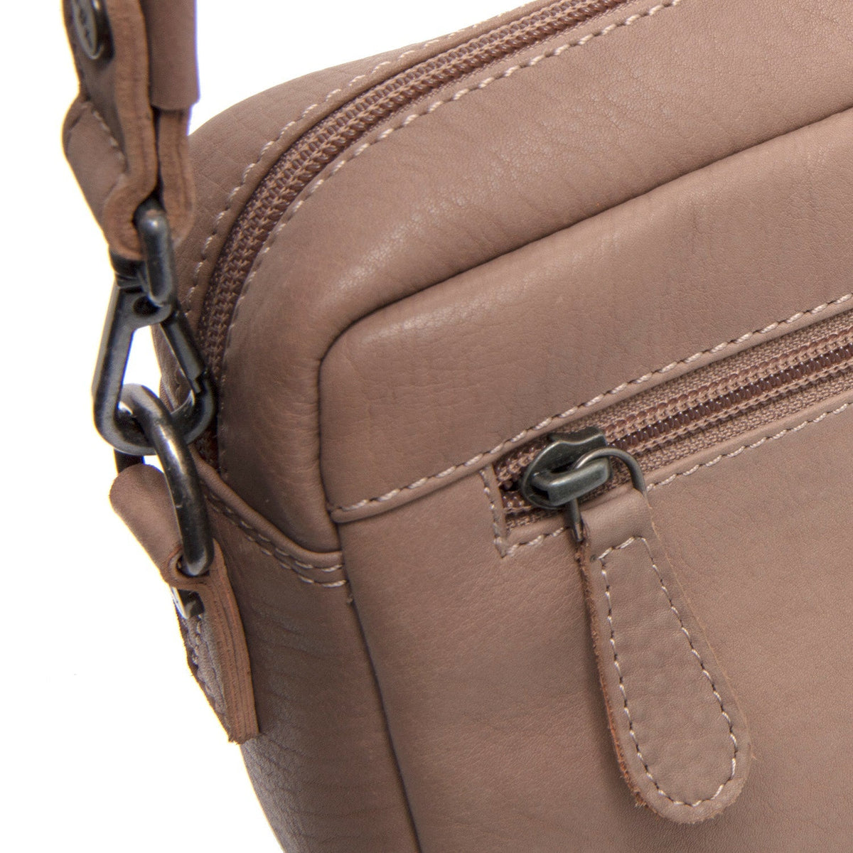 Taupe Leather Shoulder Bag Liora, detail view 3