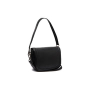Black Leather Shoulder Bag Lizzola, front view