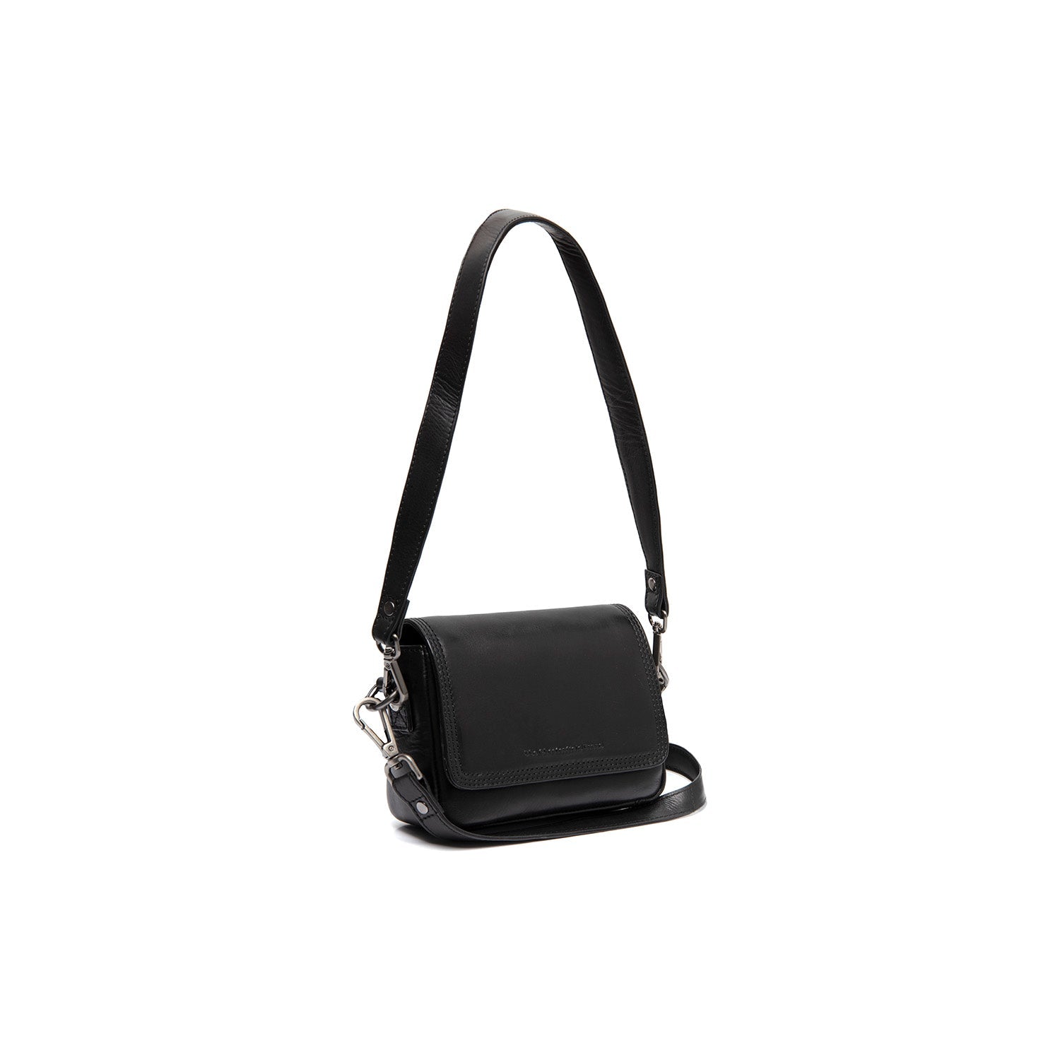 Black Leather Shoulder Bag Marcella, front view