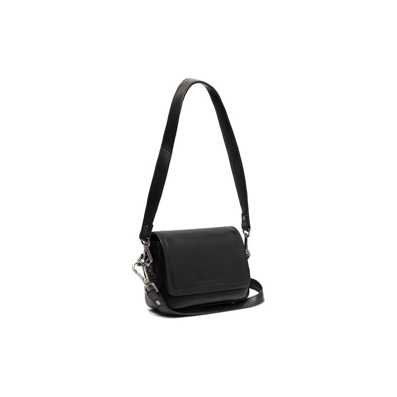 Black Leather Shoulder Bag Marcella, front view