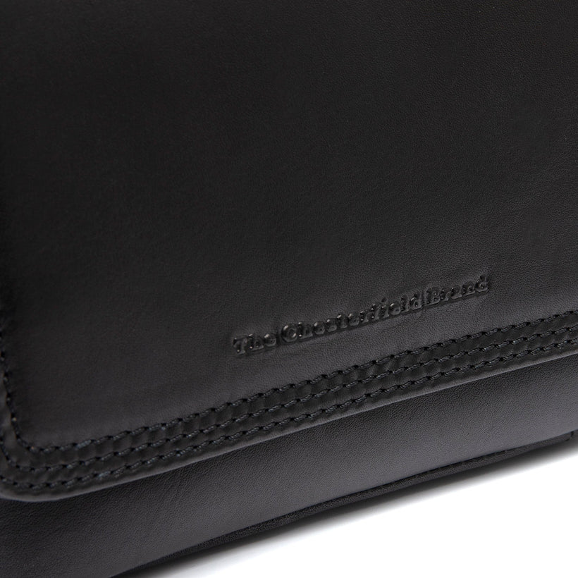 Black Leather Shoulder Bag Marcella, front view