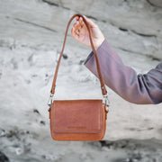 Cognac Leather Shoulder Bag Marcella, product view 2