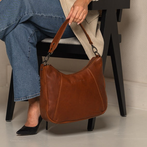 Cognac Leather Shoulder Bag Marle, product view 2