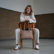 Taupe Leather Shoulder Bag Marvos, detail view 1