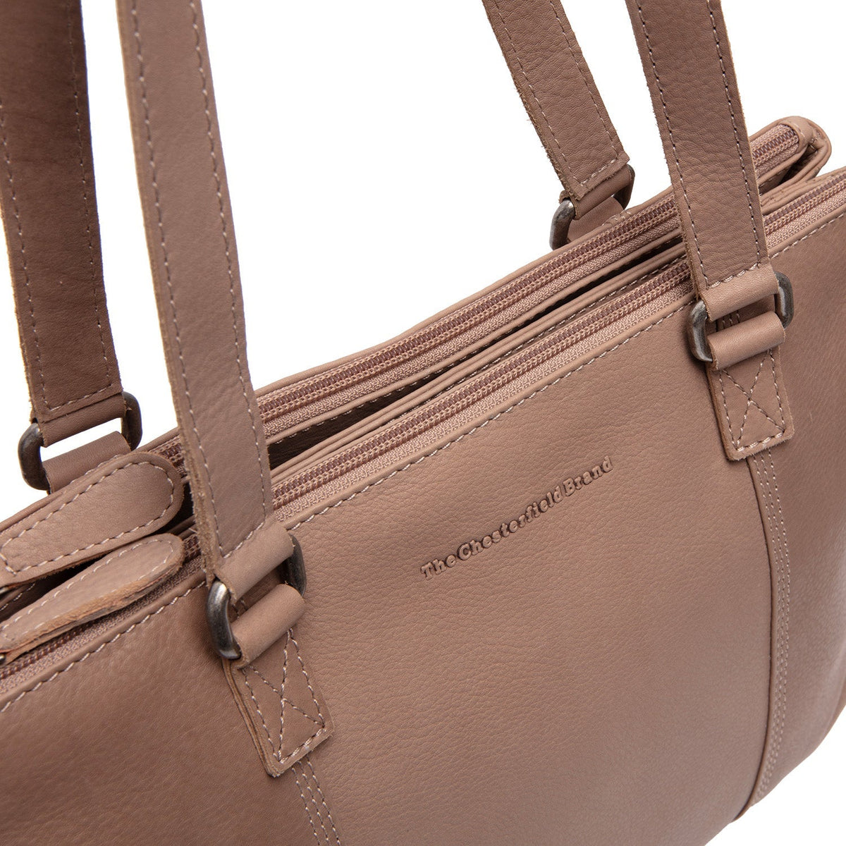 Taupe Leather Shoulder Bag Marvos, detail view 3