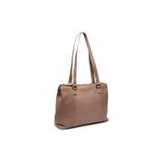 Taupe Leather Shoulder Bag Marvos, front view