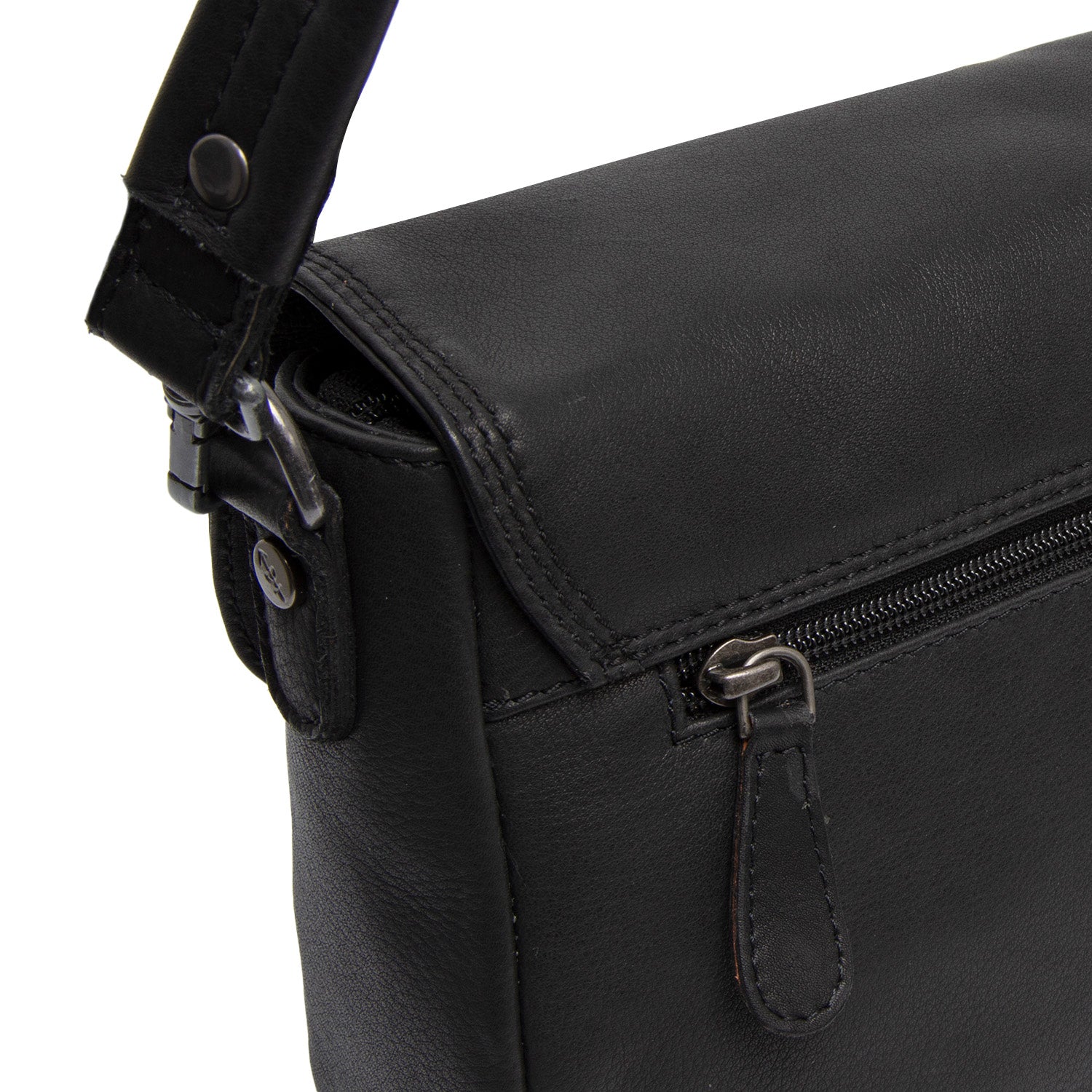 Black Leather Shoulder Bag Miloa, detail view 3