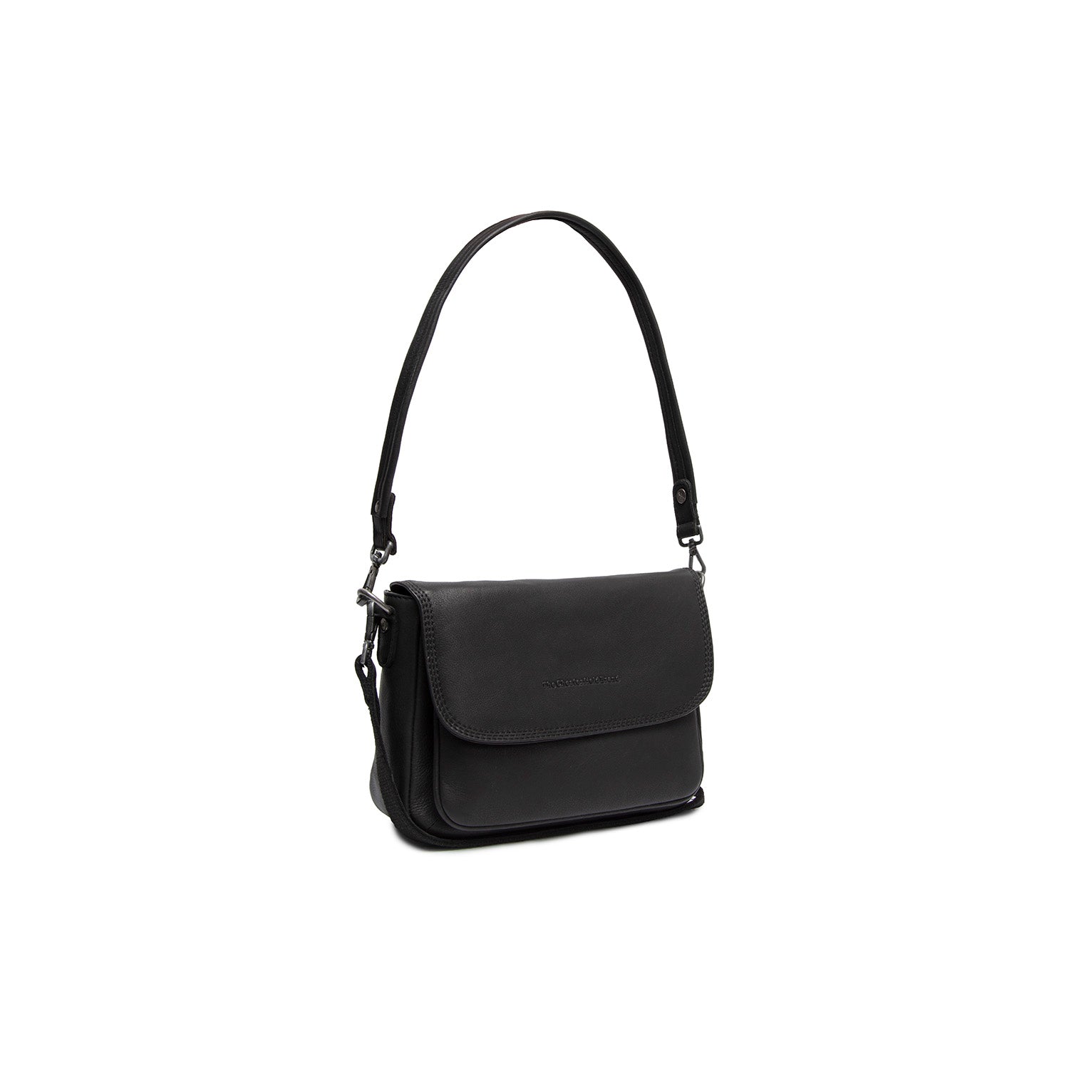 Black Leather Shoulder Bag Miloa, front view