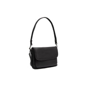 Black Leather Shoulder Bag Miloa, front view