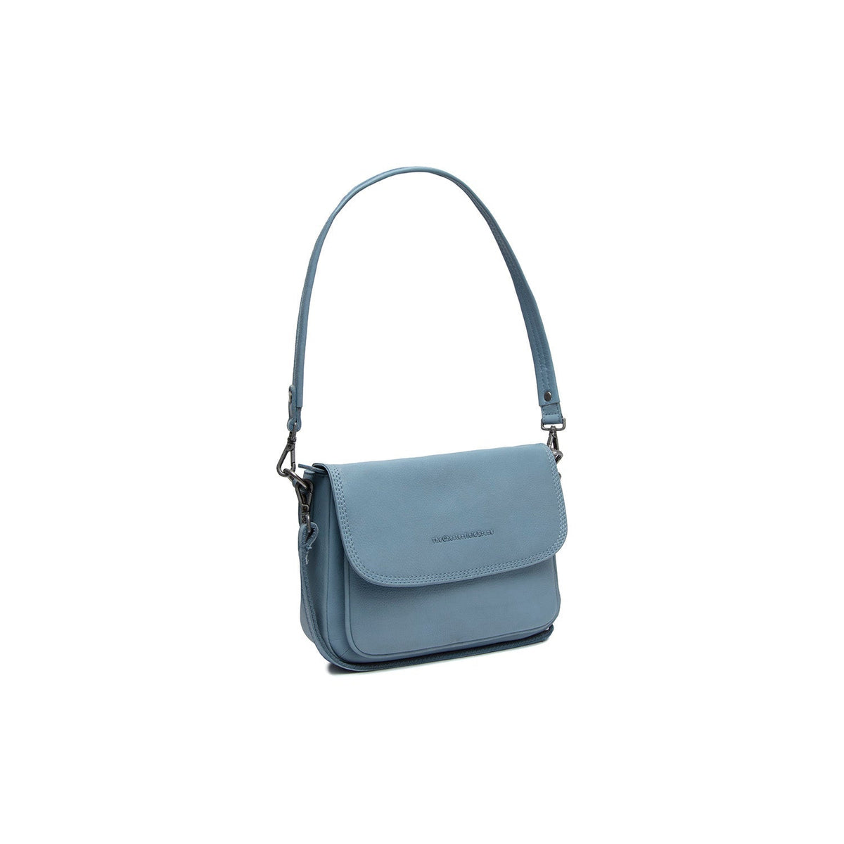 Sky Blue Leather Shoulder Bag Miloa, front view