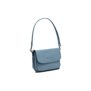Sky Blue Leather Shoulder Bag Miloa, front view
