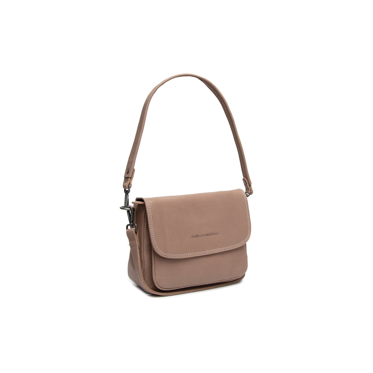 Taupe Leather Shoulder Bag Miloa, front view