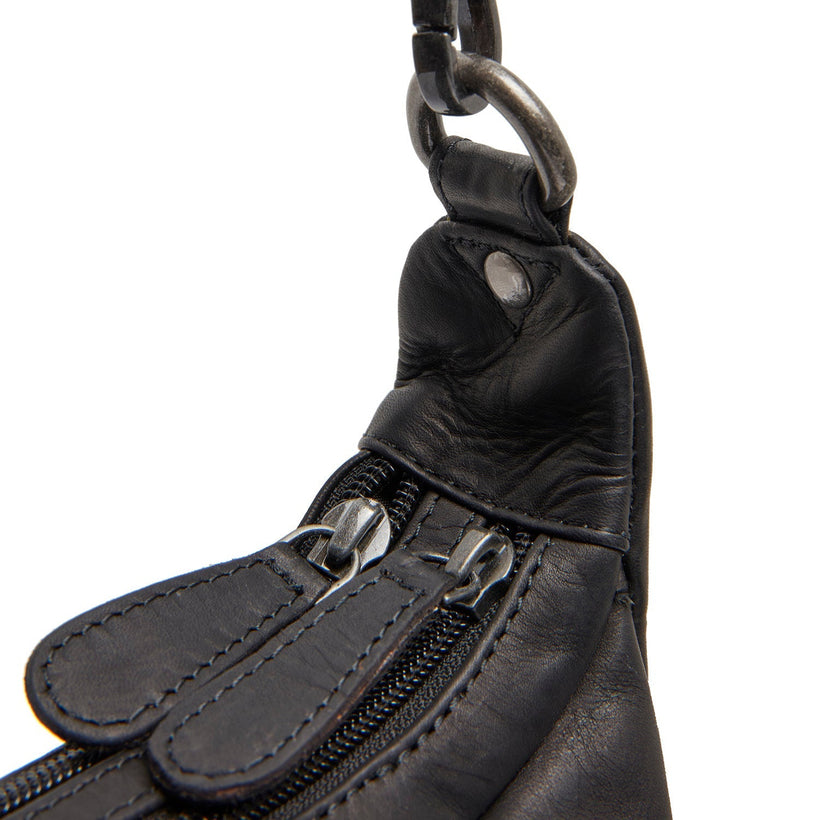 Black Leather Shoulder Bag Mirave, front view