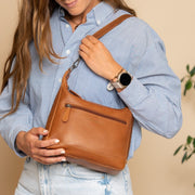 Cognac Leather Shoulder Bag Mirave, product view 2