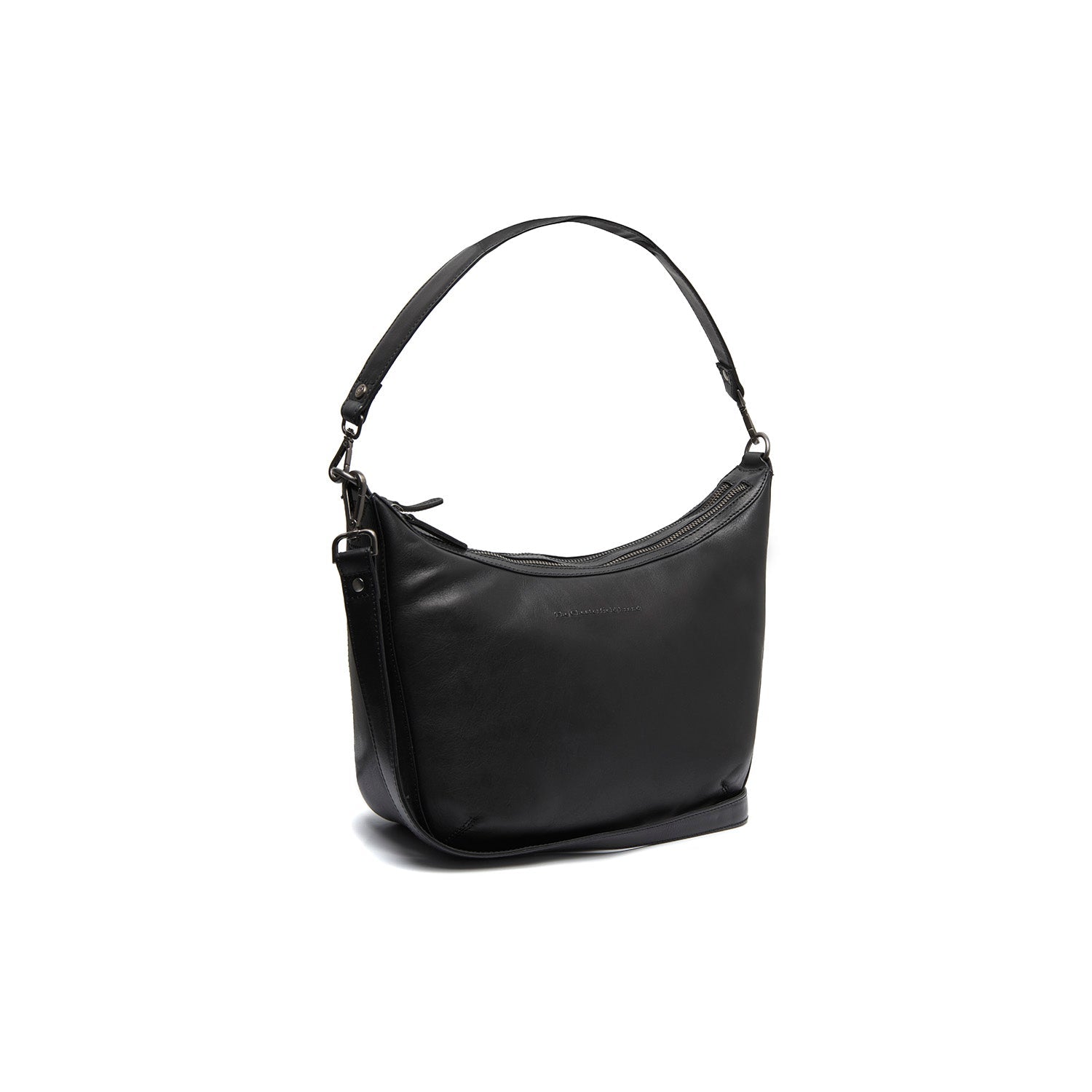 Black Leather Shoulder Bag Moneva, front view