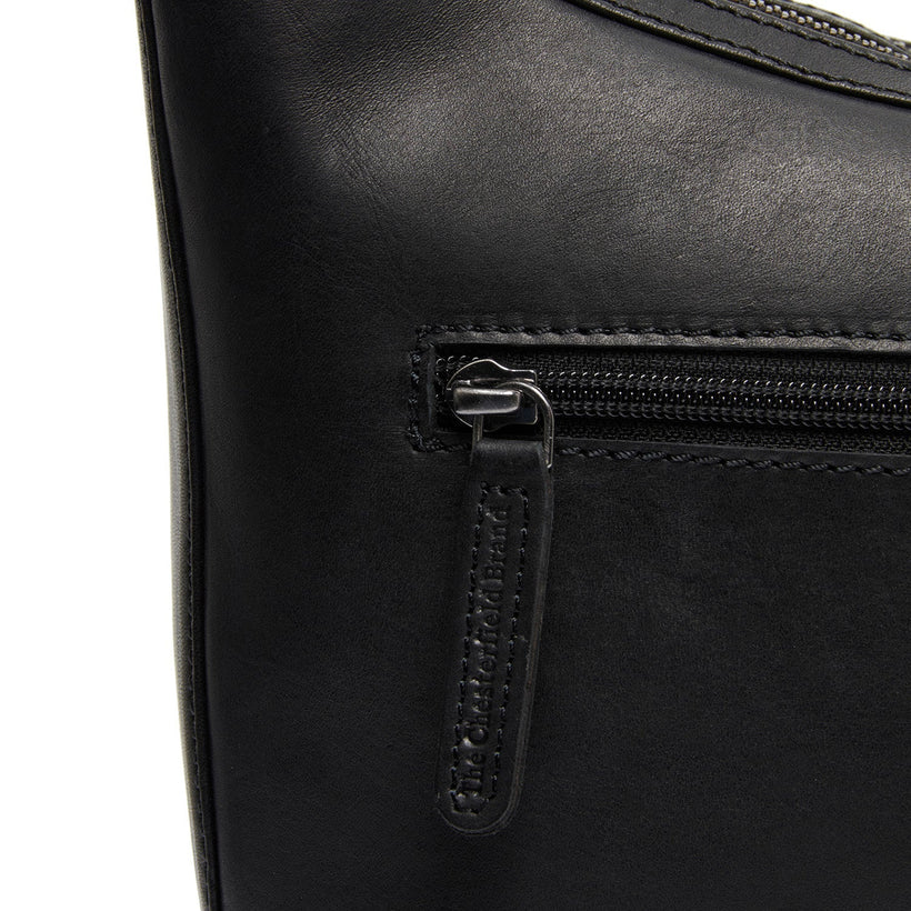 Black Leather Shoulder Bag Moneva, front view