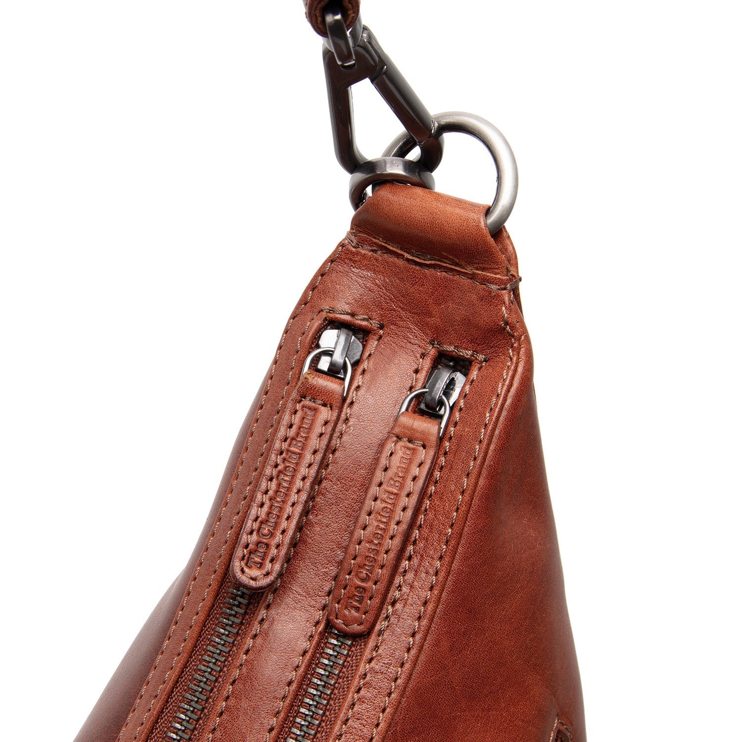 Cognac Leather Shoulder Bag Moneva, detail view 1