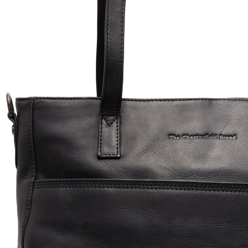 Black Leather Shoulder Bag Mosel, front view