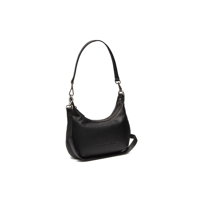 Black Leather Shoulder Bag Nancy, front view