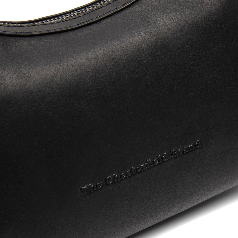 Black Leather Shoulder Bag Nancy, front view