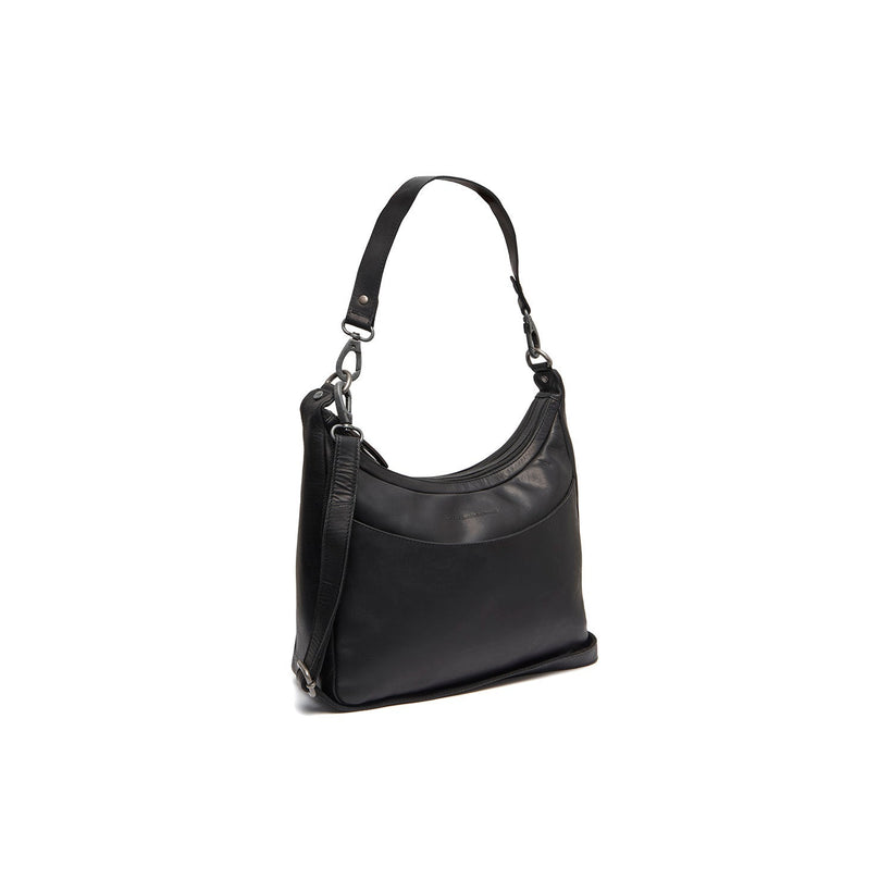 Black Leather Shoulder Bag Olvia, front view