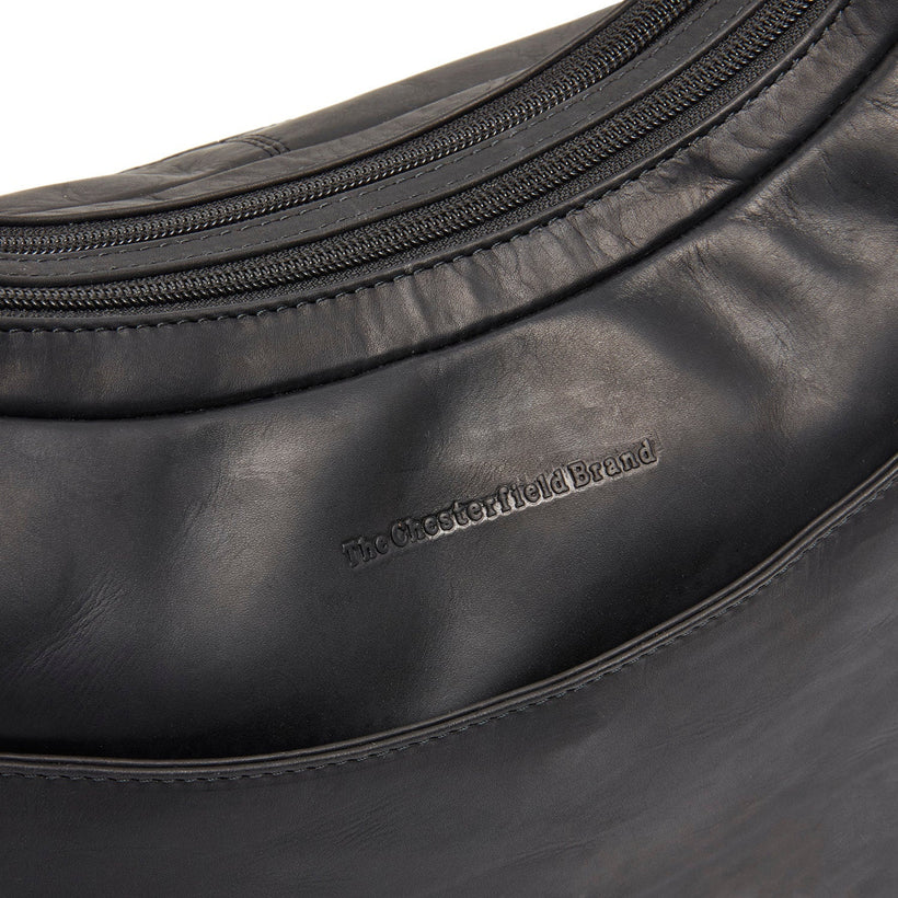 Black Leather Shoulder Bag Olvia, front view