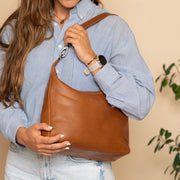 Cognac Leather Shoulder Bag Olvia, product view 2