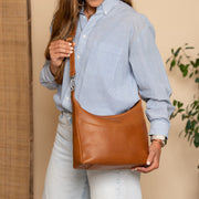 Cognac Leather Shoulder Bag Olvia, product view 3