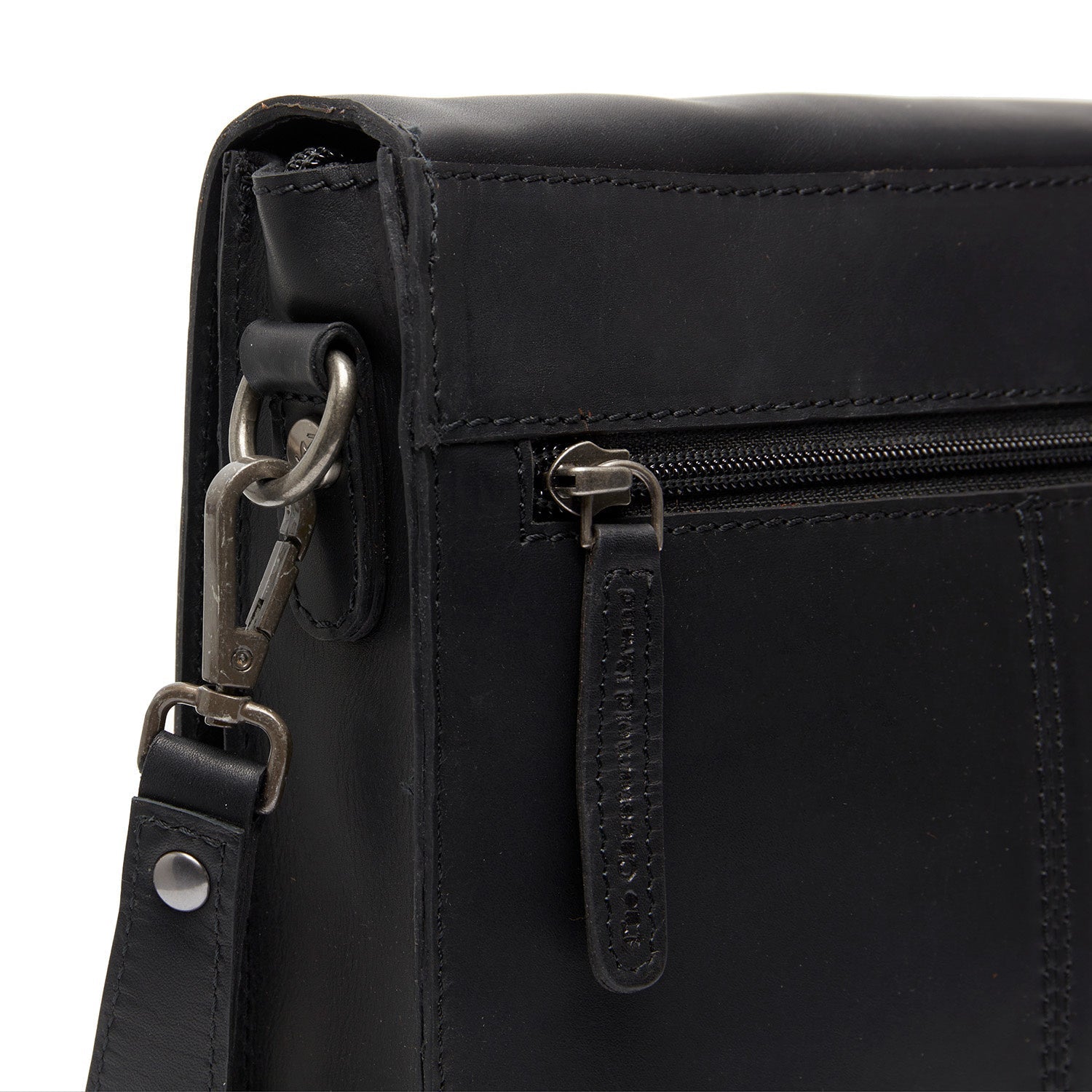 Black Leather Shoulder Bag Osuna, detail view 3