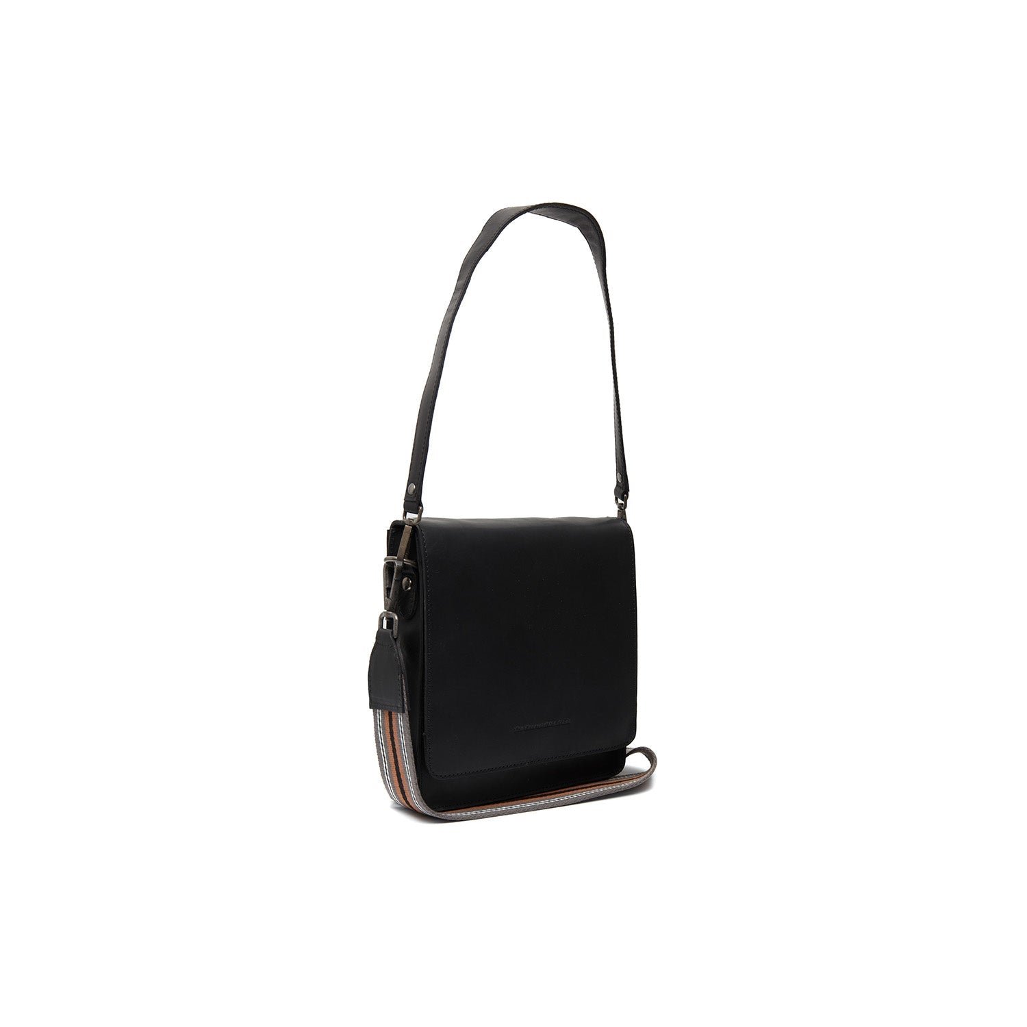 Black Leather Shoulder Bag Osuna, front view