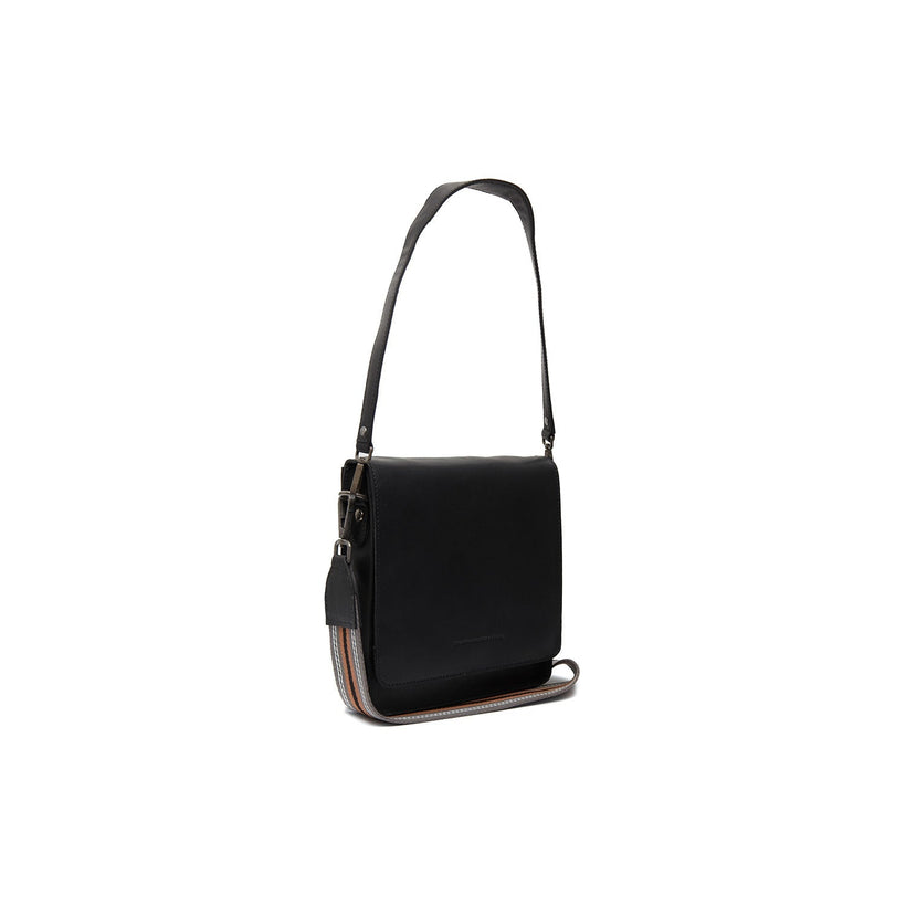Black Leather Shoulder Bag Osuna, front view