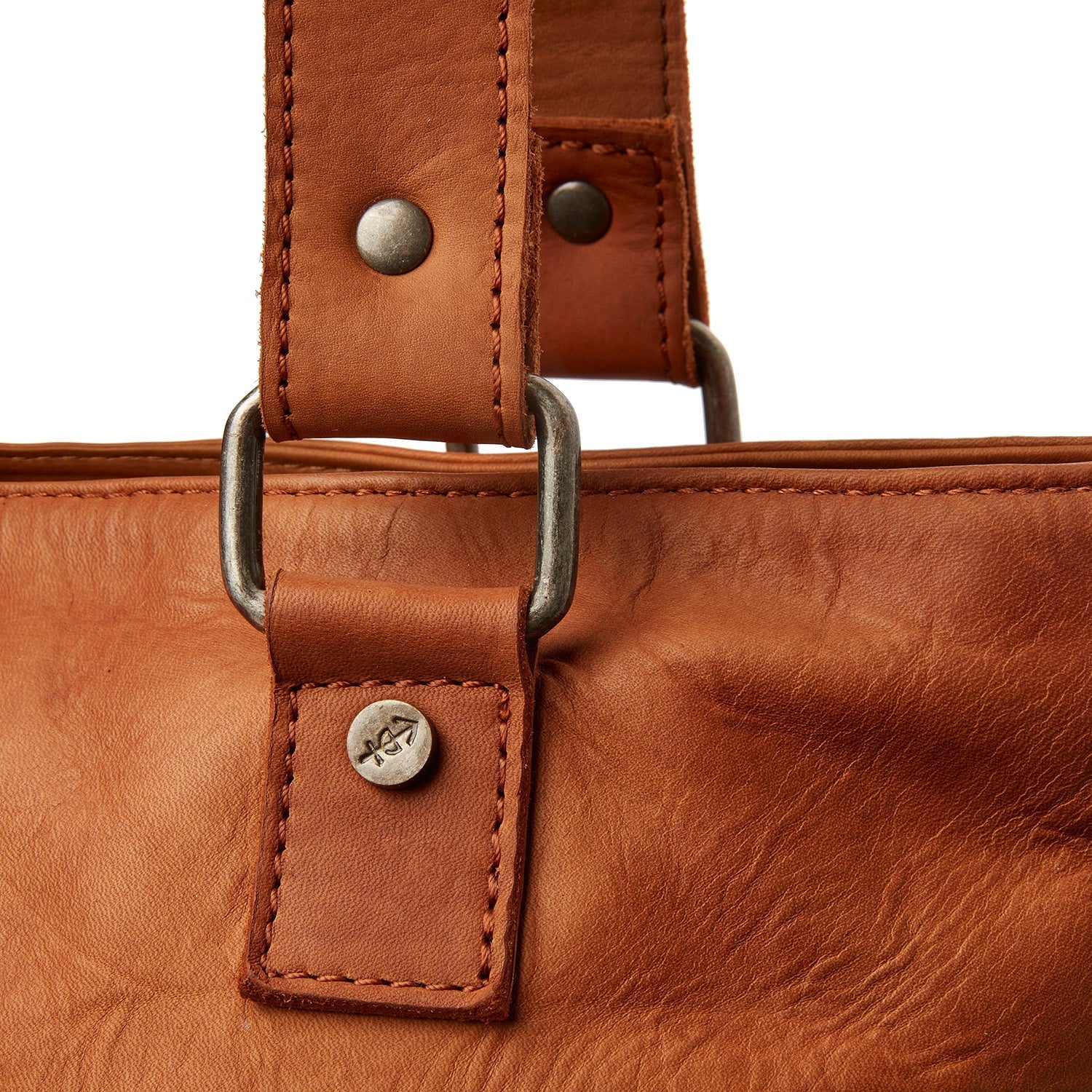 Cognac Leather Shoulder Bag Rome, detail view 4