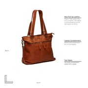 Cognac Leather Shoulder Bag Rome, detail view 6