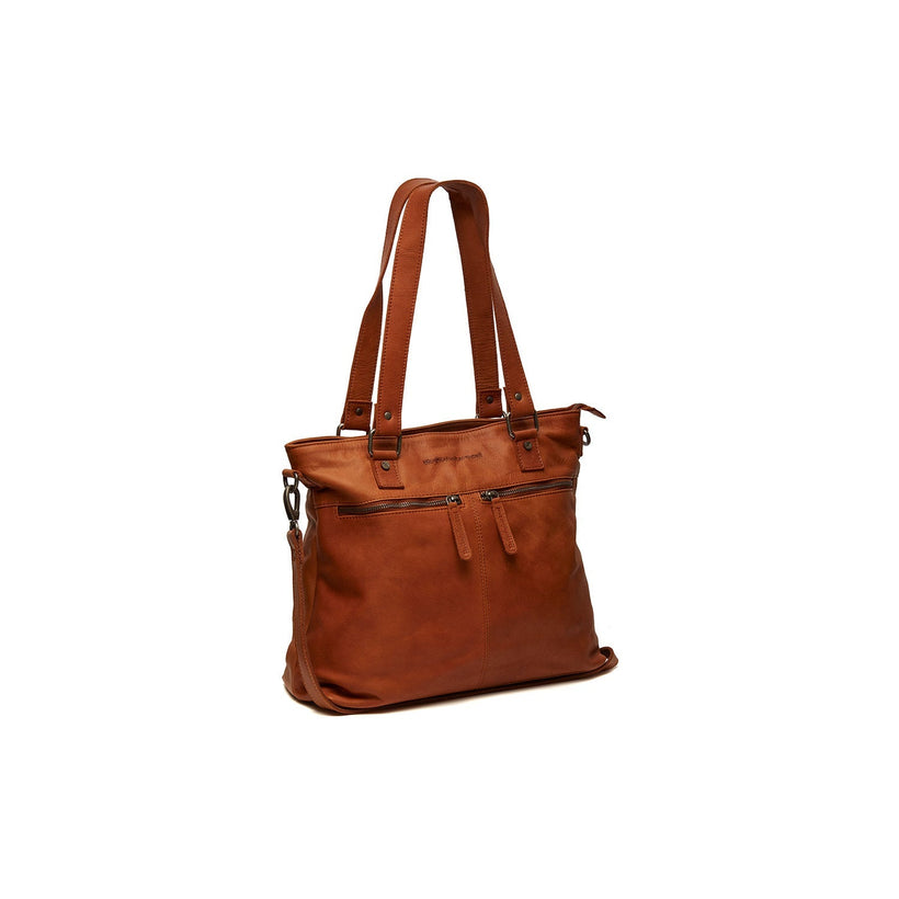 Cognac Leather Shoulder Bag Rome, front view
